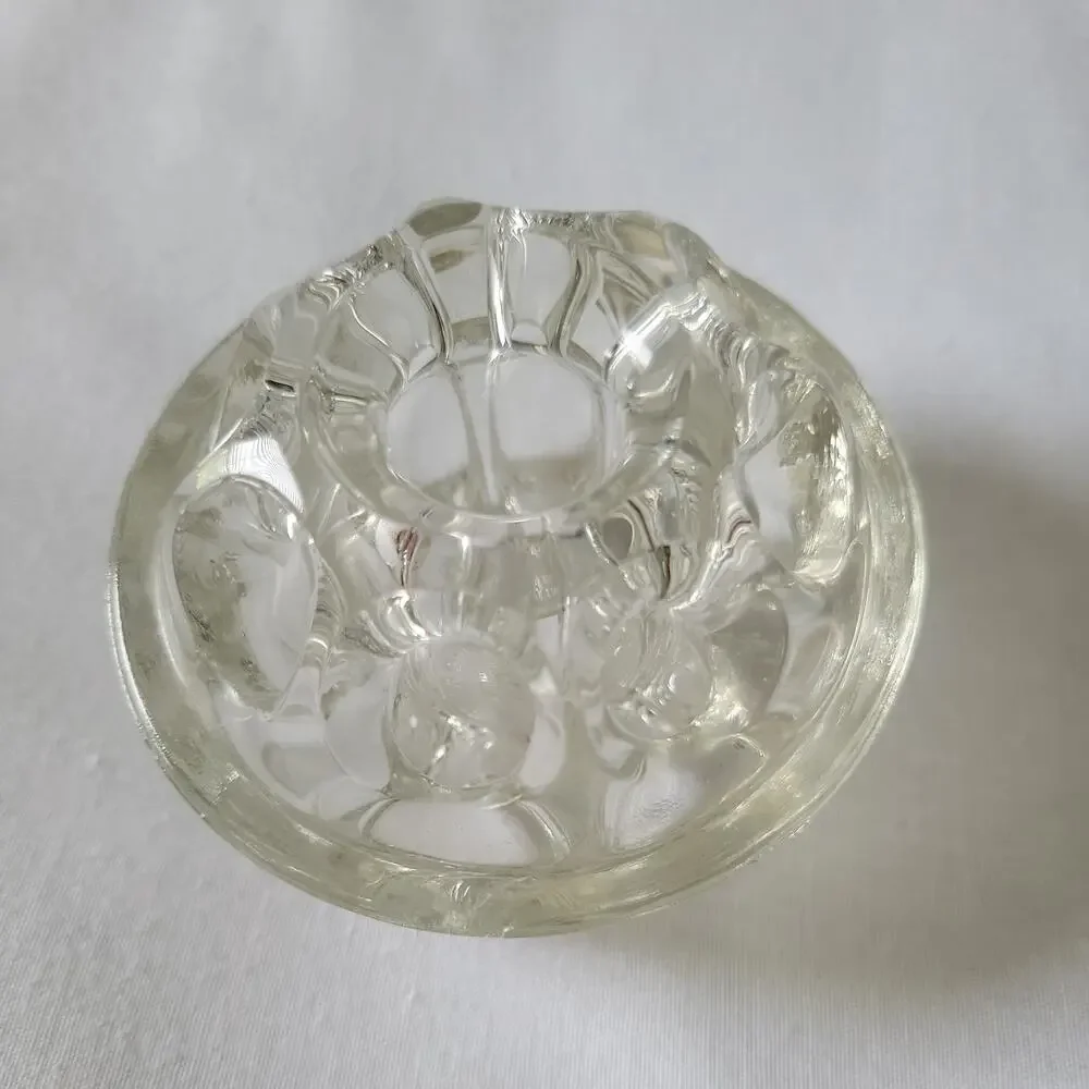 VTG Reims France Crystal Flower Frog Vase Insert 9 Hole Floral Vase 1950